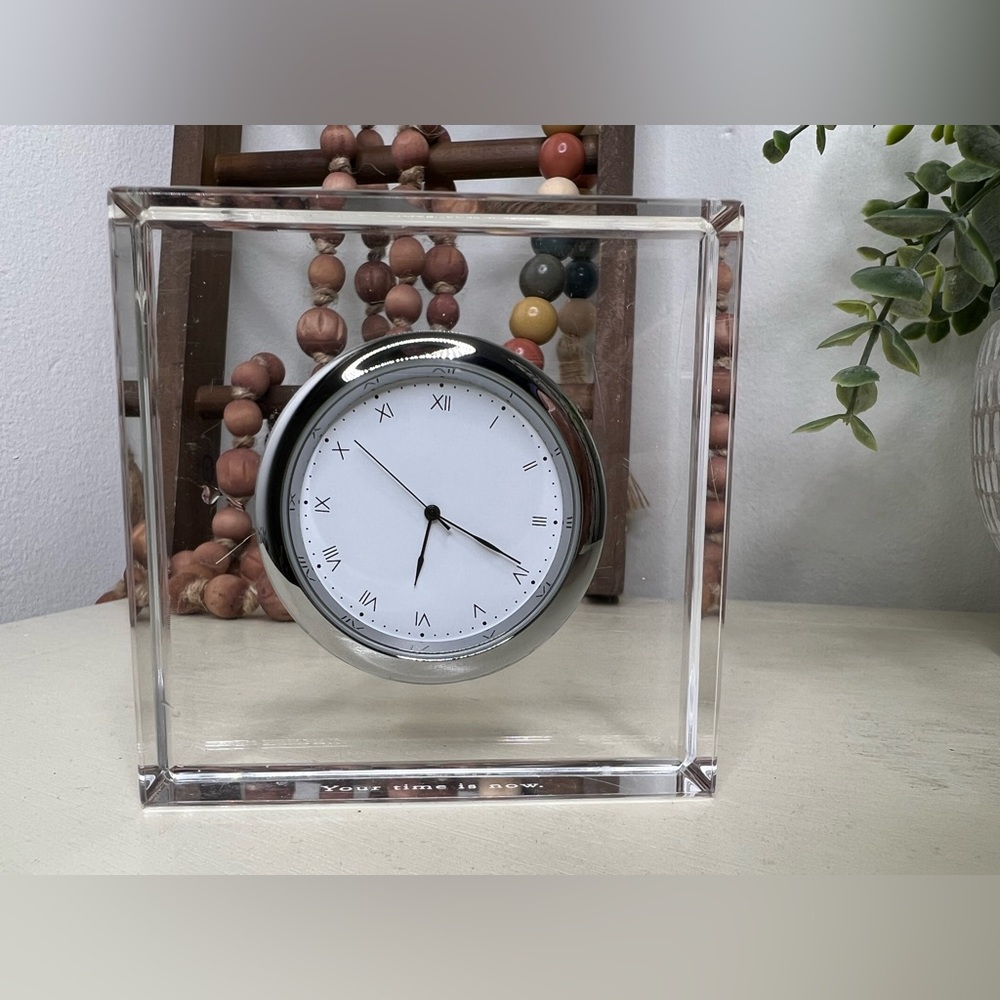 ANNA New York Modern Lucite Clock - Etched on Bottom "Your time is now"